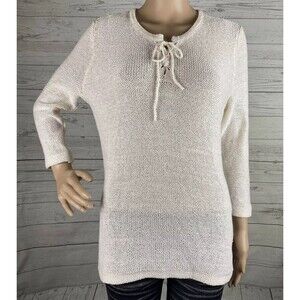 Chaps Sweater Large Lace Up